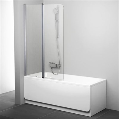 Шторка для ванны Ravak CVS2-100 белый+транспарент левая (7QLA0100Z1) - фото 214151