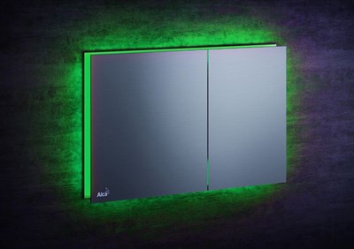 Кнопки смыва AlcaPlast FLAT ALUNOX-ILLUMINATED AIR с подсветкой металл-матовый, цвет зеленый