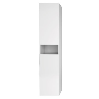 Пенал Dreja  PERFECTO, 35 см, подвесной/напольный, универсальный, 2 дверцы, push-to-open, 4 стеклянные полки, белый глянец