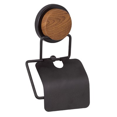 Держатель туалетной бумаги Fixsen Magic Wood FX-46010 с крышкой, Черный матовый