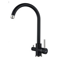 Смеситель GranFest Quarz Z-5420 черный для кухонной мойки, с каналом для питьевой воды, цвет черный